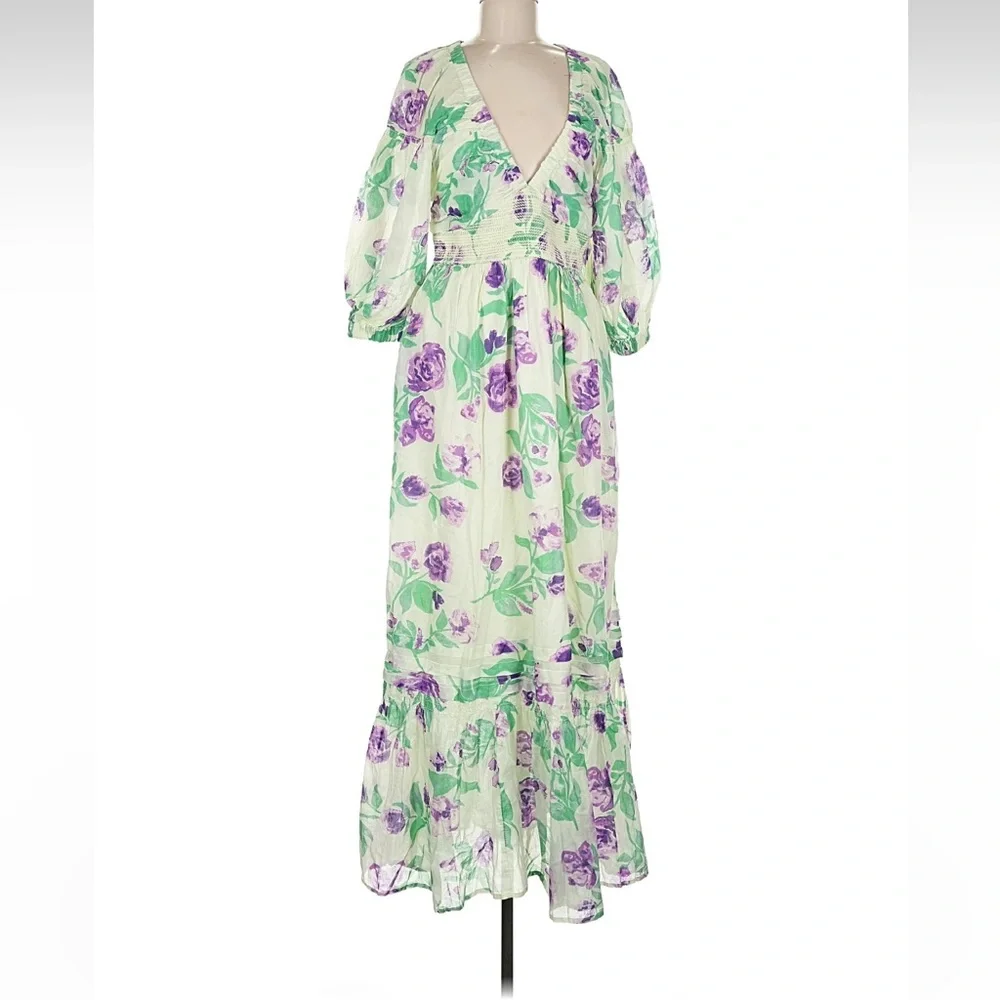 Free People Floral Maxi Dress - Green and Purple - Picture 2 of 3